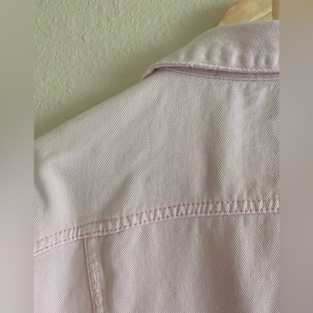 Light Pink Distressed Denim Jacket - Picture 5 of 10